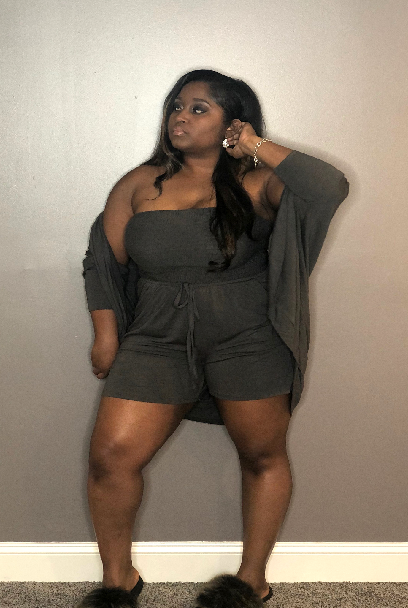 Now Boarding Romper Set - Charcoal